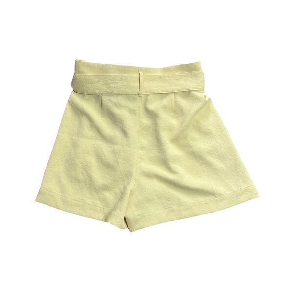 Wilfred Womens Yellow Pleated Front Pockets Belted Paperbag Shorts Size 10 - Picture 2 of 5